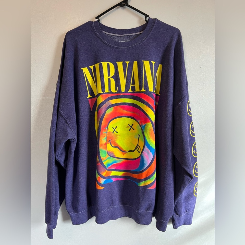 Urban Outfitters Oversized Nirvana Sweatshirt - Purple